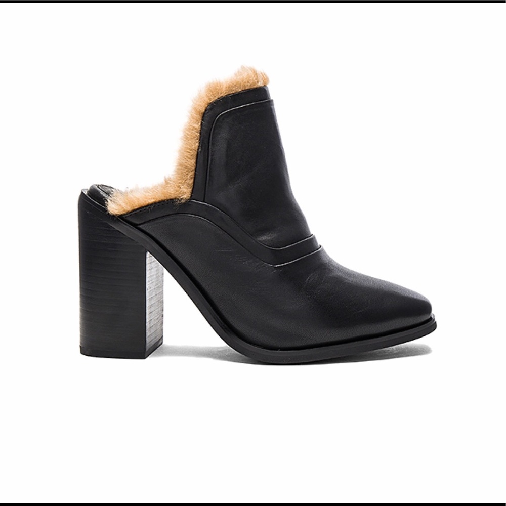 NWT Sol Sana Fever Mule Fur-Trimmed Black Booties